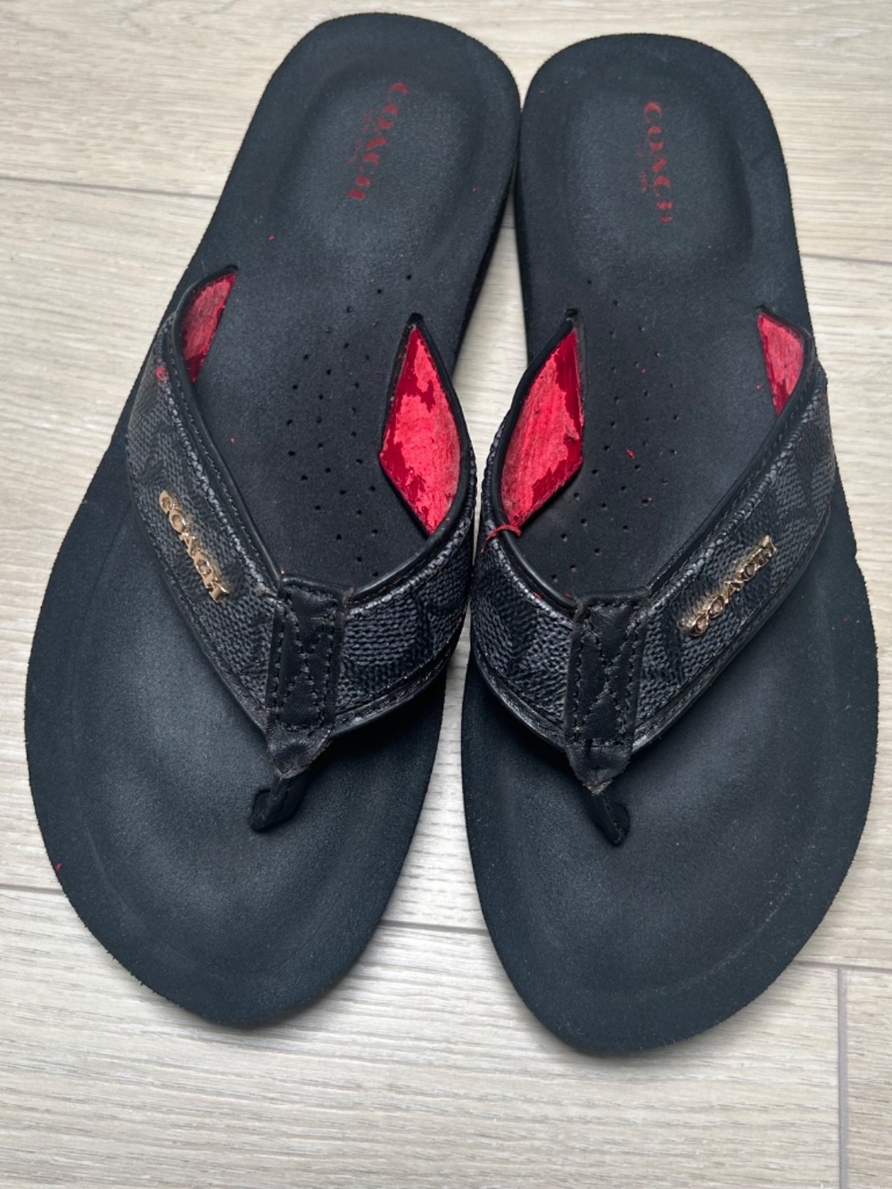 Women's Coach Logo Platform Flip Flop Wedge Size 7.5 EUR 37.
